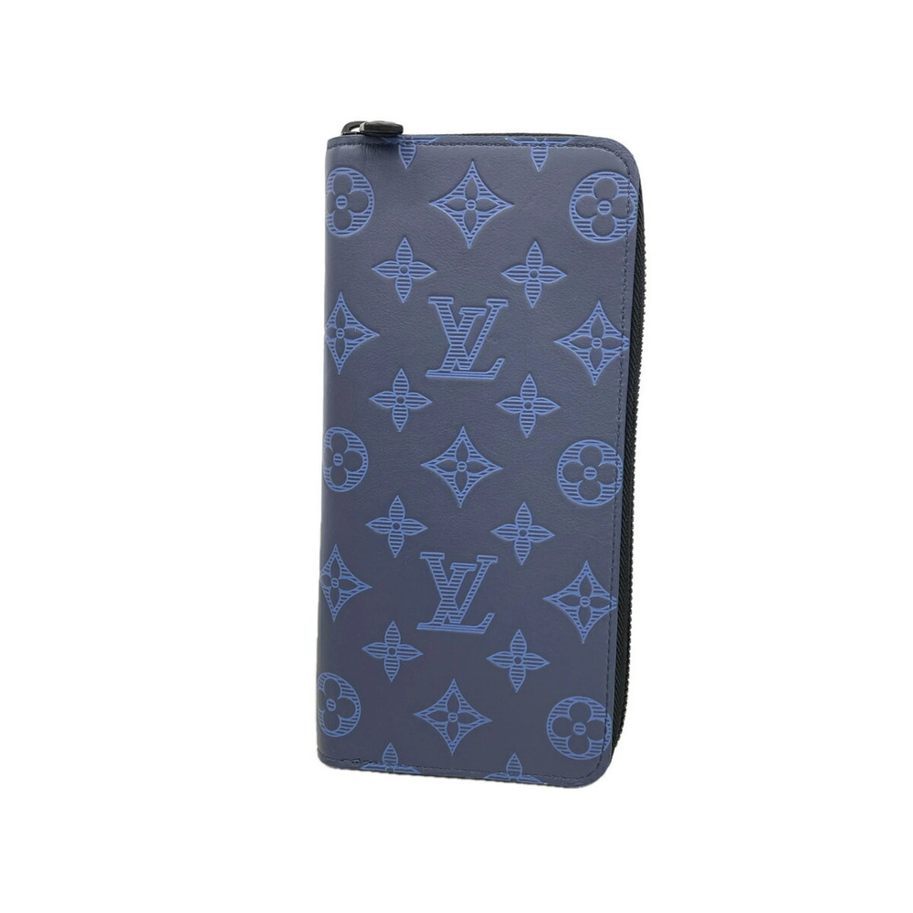 Louis Vuitton Monogram Shadow Zippy Wallet Vertical M80423 Blue Navy Men's Long